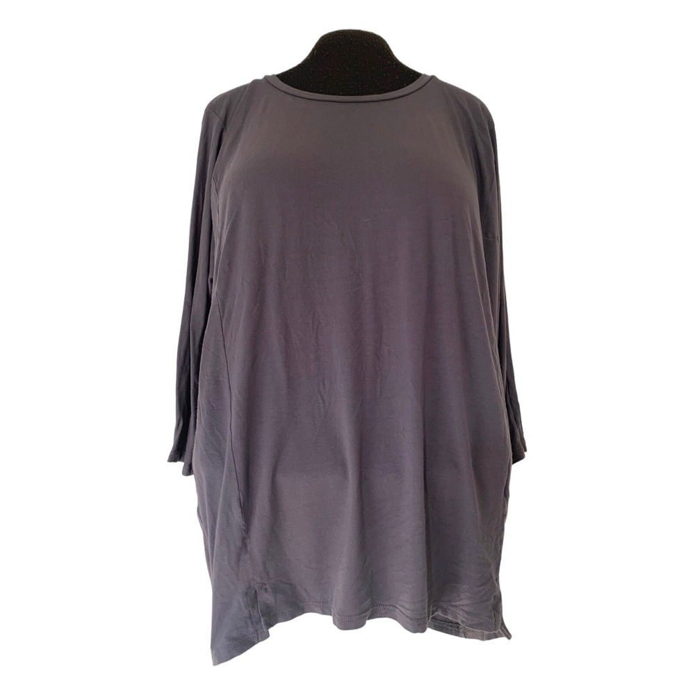 EILEEN FISHER Gray Long Sleeve Tunic Top XS/TP Relaxed Fit Women's